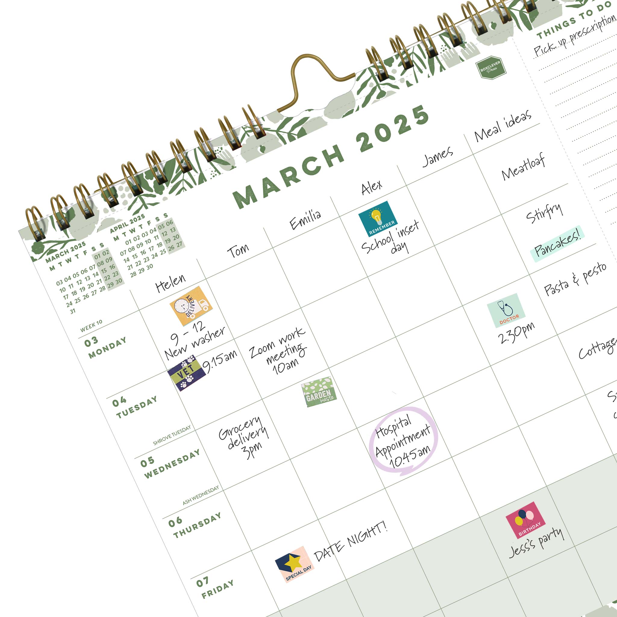 Household Calendar and Diary Reminder Stickers