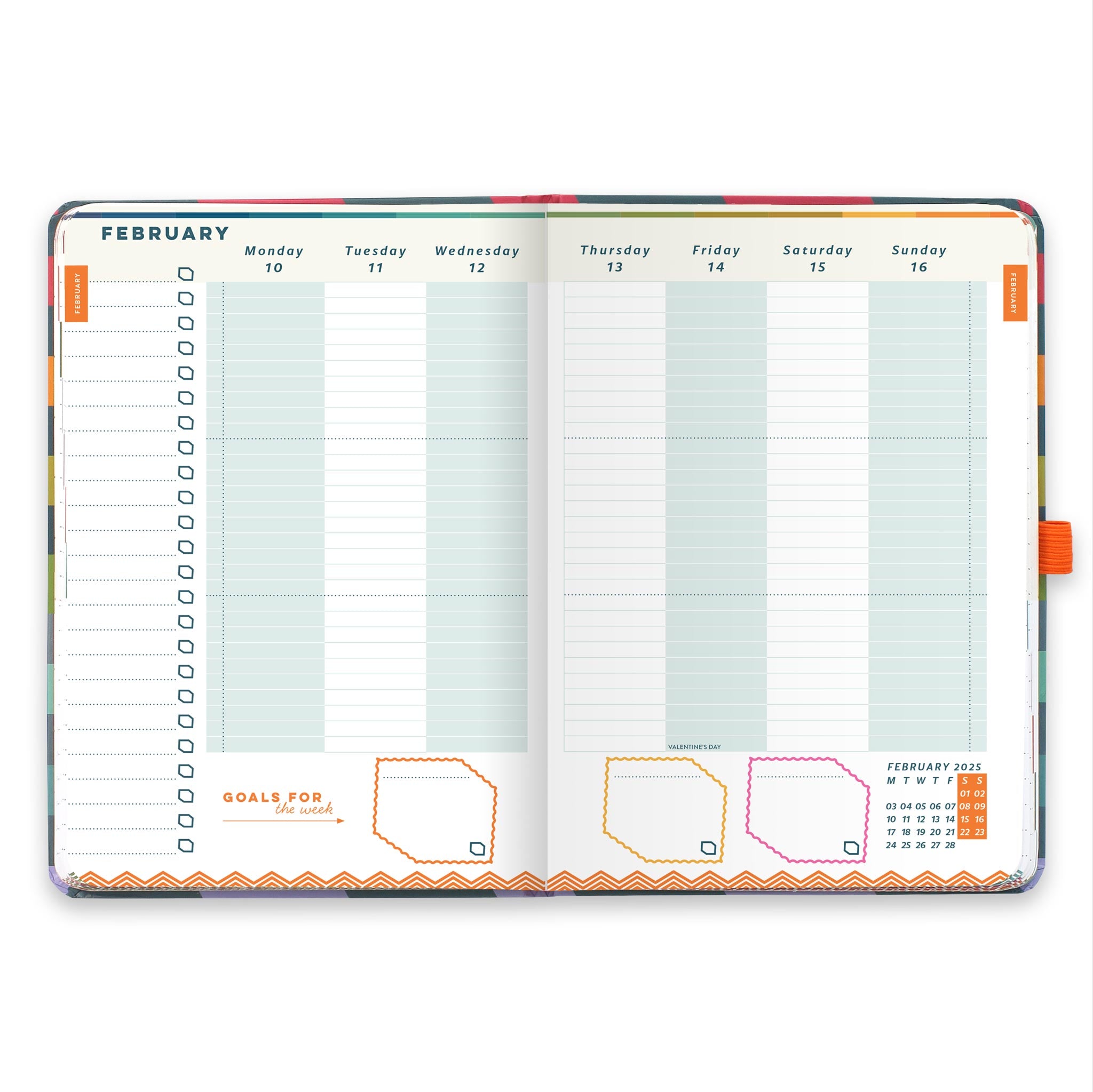 A week to view double page diary spread with a vertical layout and to do list.