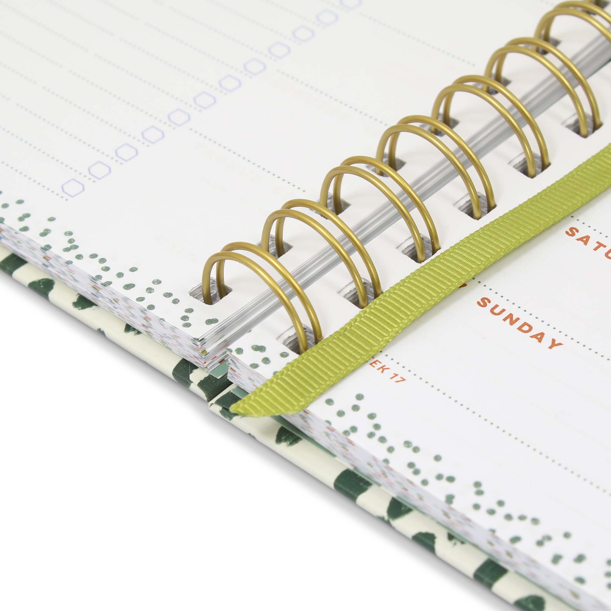 Pocket diary with a ribbon page marker.