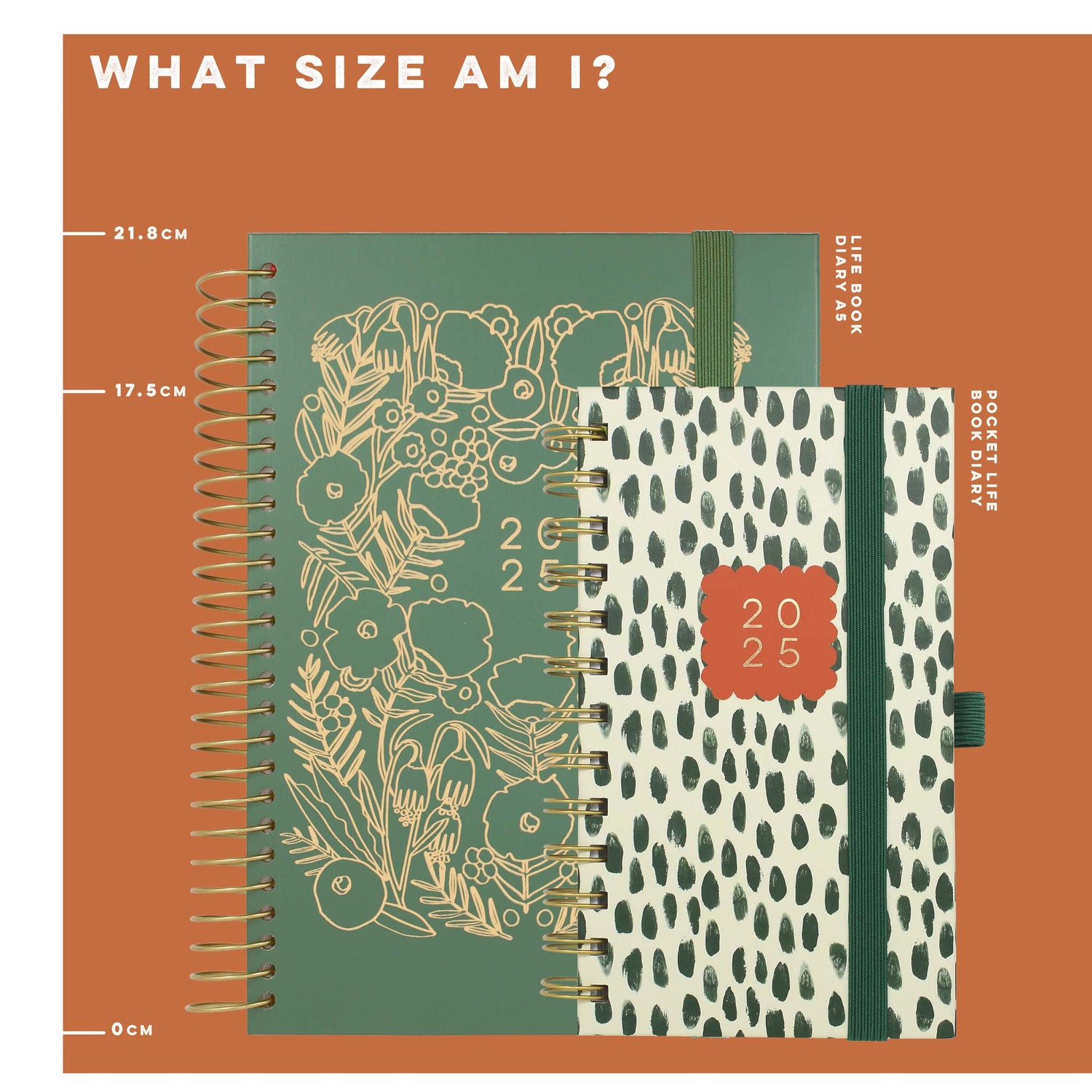 Size image showing the pocket life book diary and a life book diary.