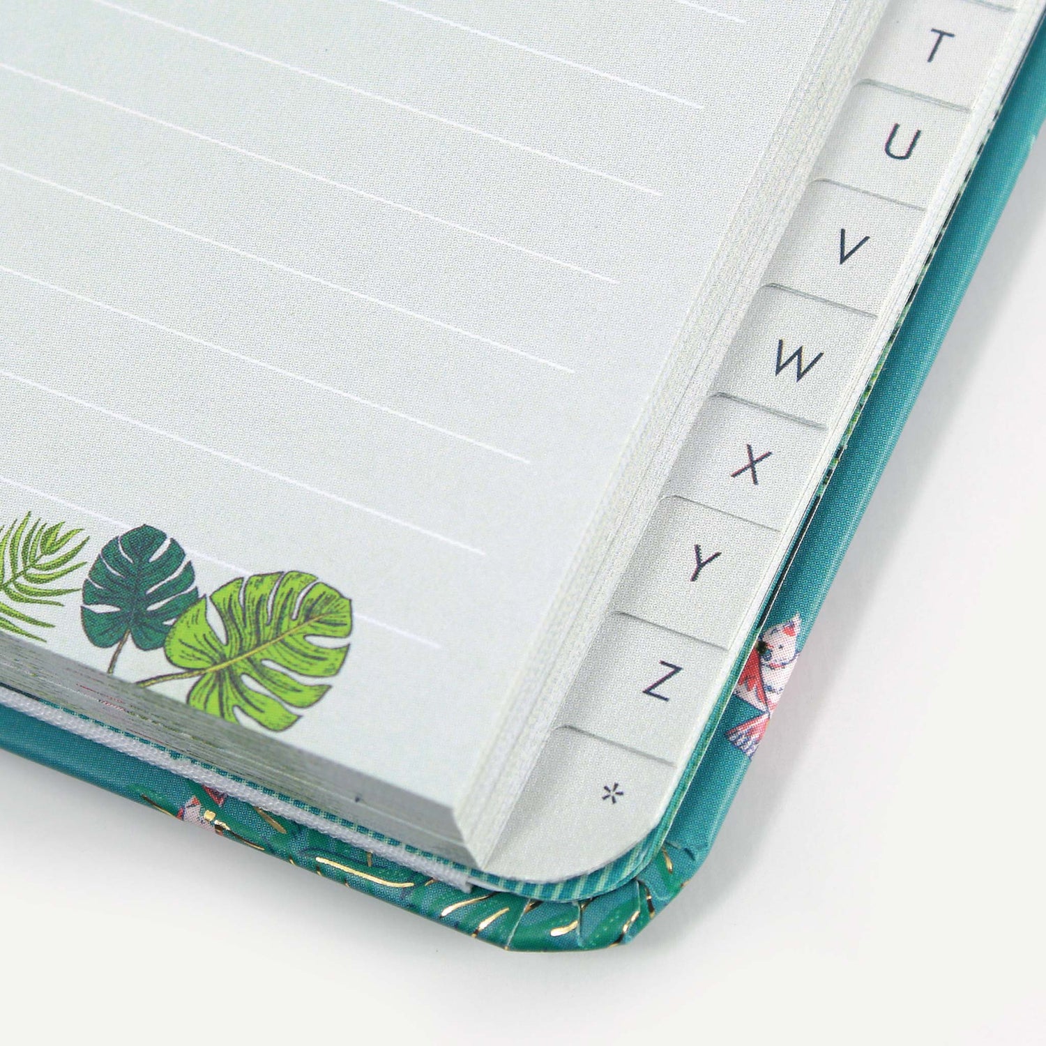 A close up of the individual A-Z tabs in the small address book.