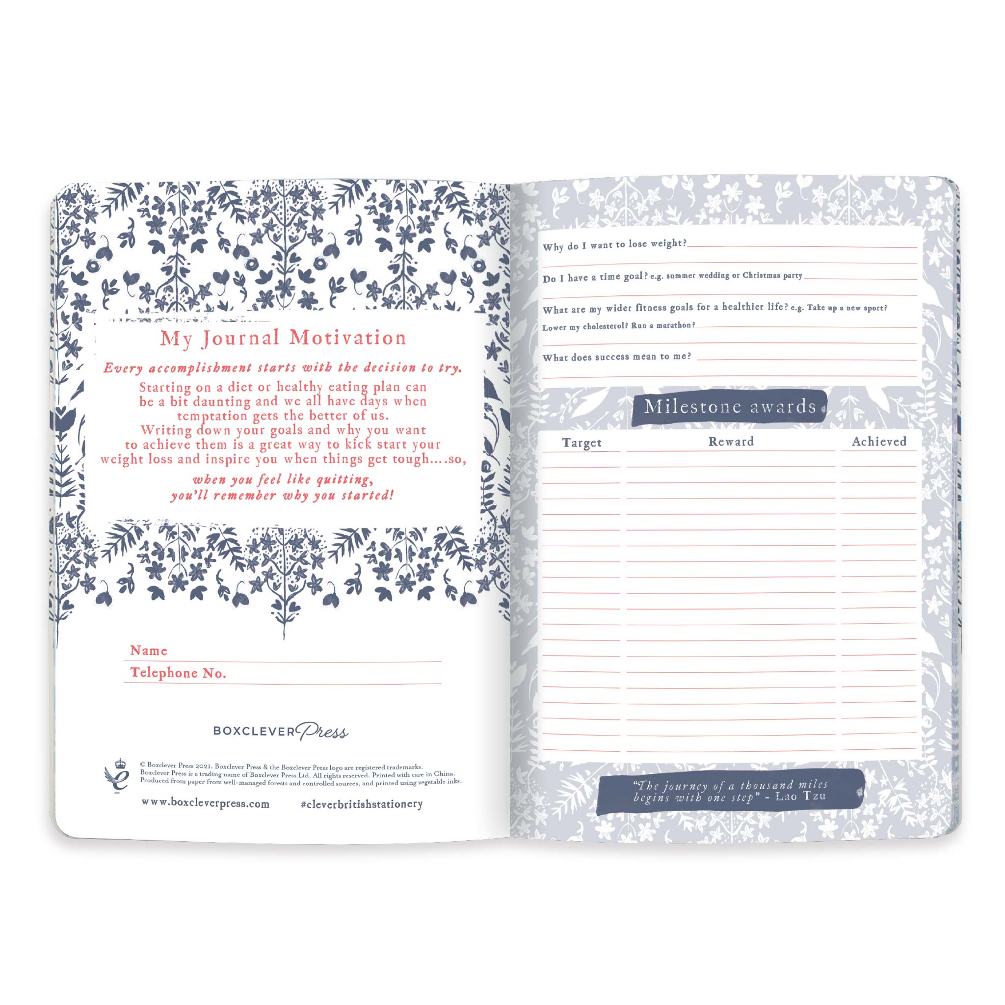 Goal setting and target page to kickstart your weight loss journey.