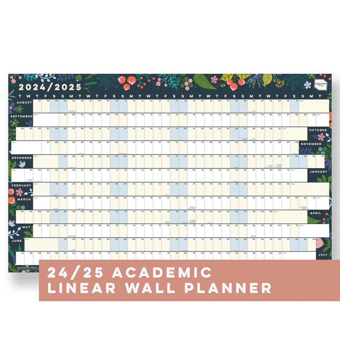 Academic Linear Wall Planner 24/25 (Leaf) | Non-Laminated &amp; Laminated