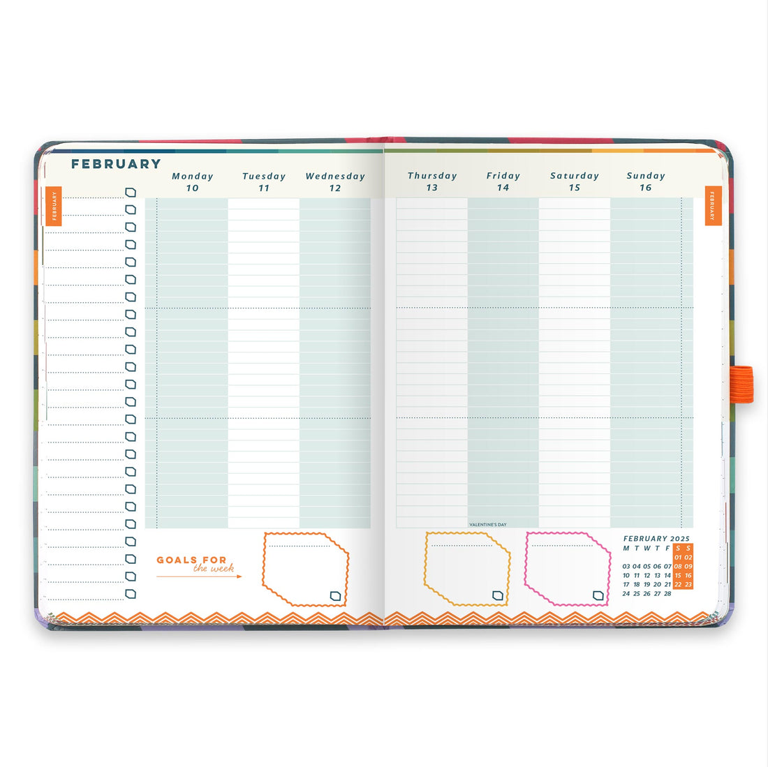 A week to view double page diary spread with a vertical layout and to do list.