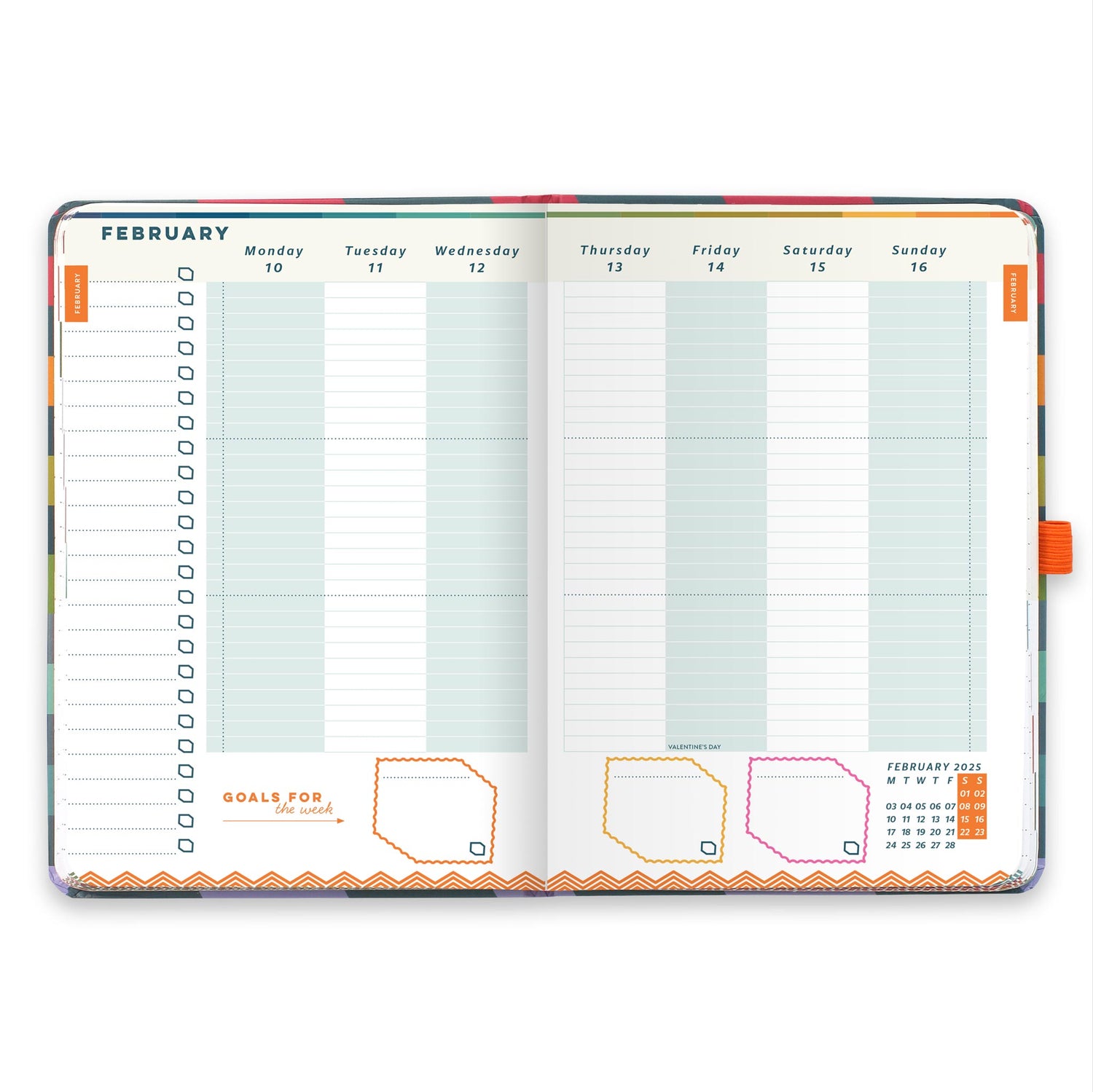 A week to view double page diary spread with a vertical layout and to do list.