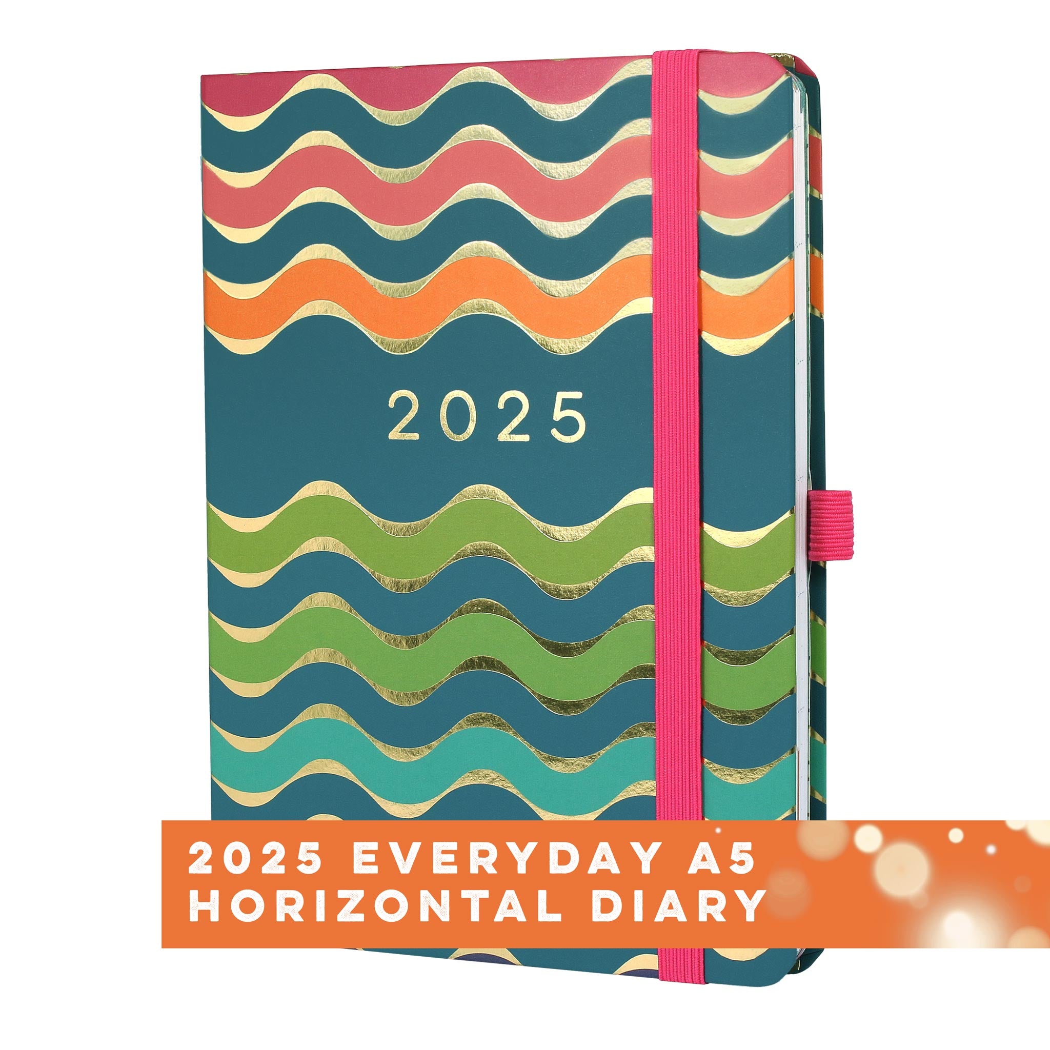 Boxclever Press Everyday Diary 2025 in a blue and rainbow design.