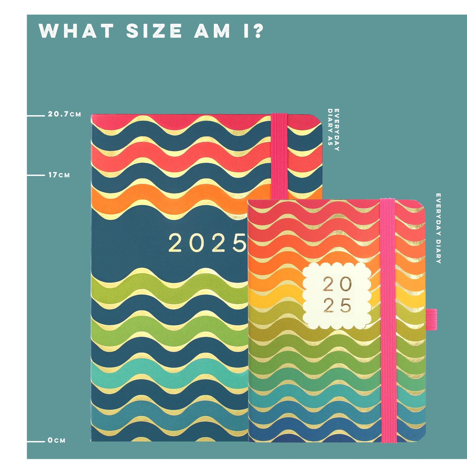 A size image showing an Everyday A5 horizontal Diary and an Everyday Diary.