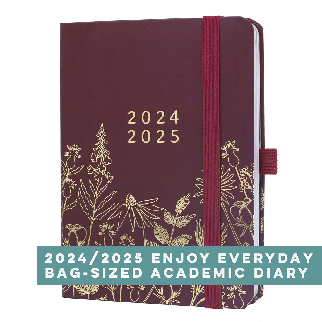Boxclever Press Everyday Academic Diary 2024 2025 in a purple and gold floral design