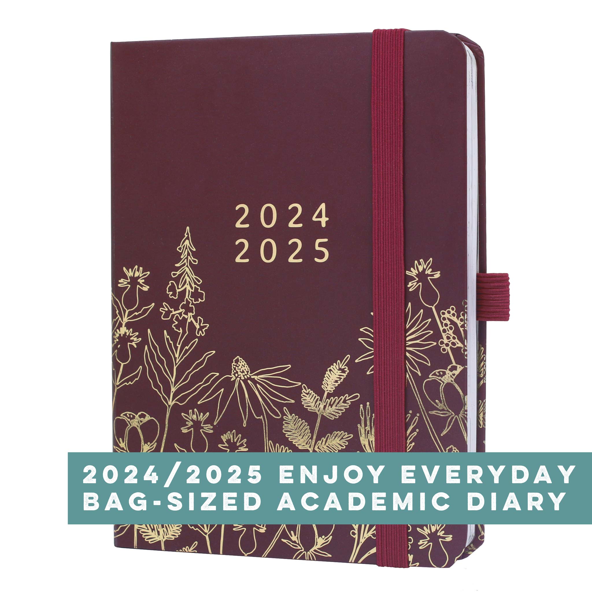Boxclever Press Everyday Academic Diary 2024 2025 in a purple and gold floral design