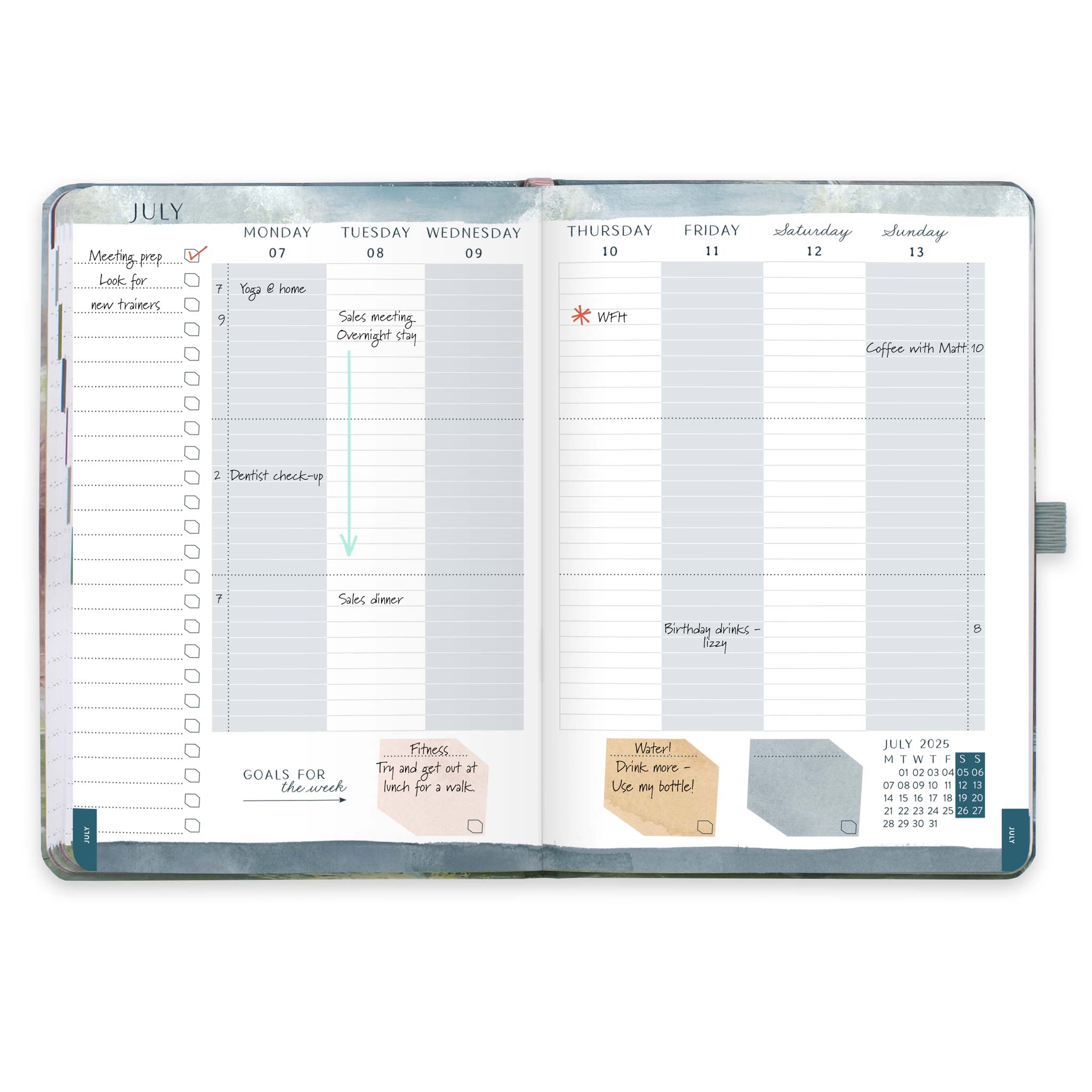 &quot;A week to view double page diary spread with appointments, to do list and goals for the week &quot;