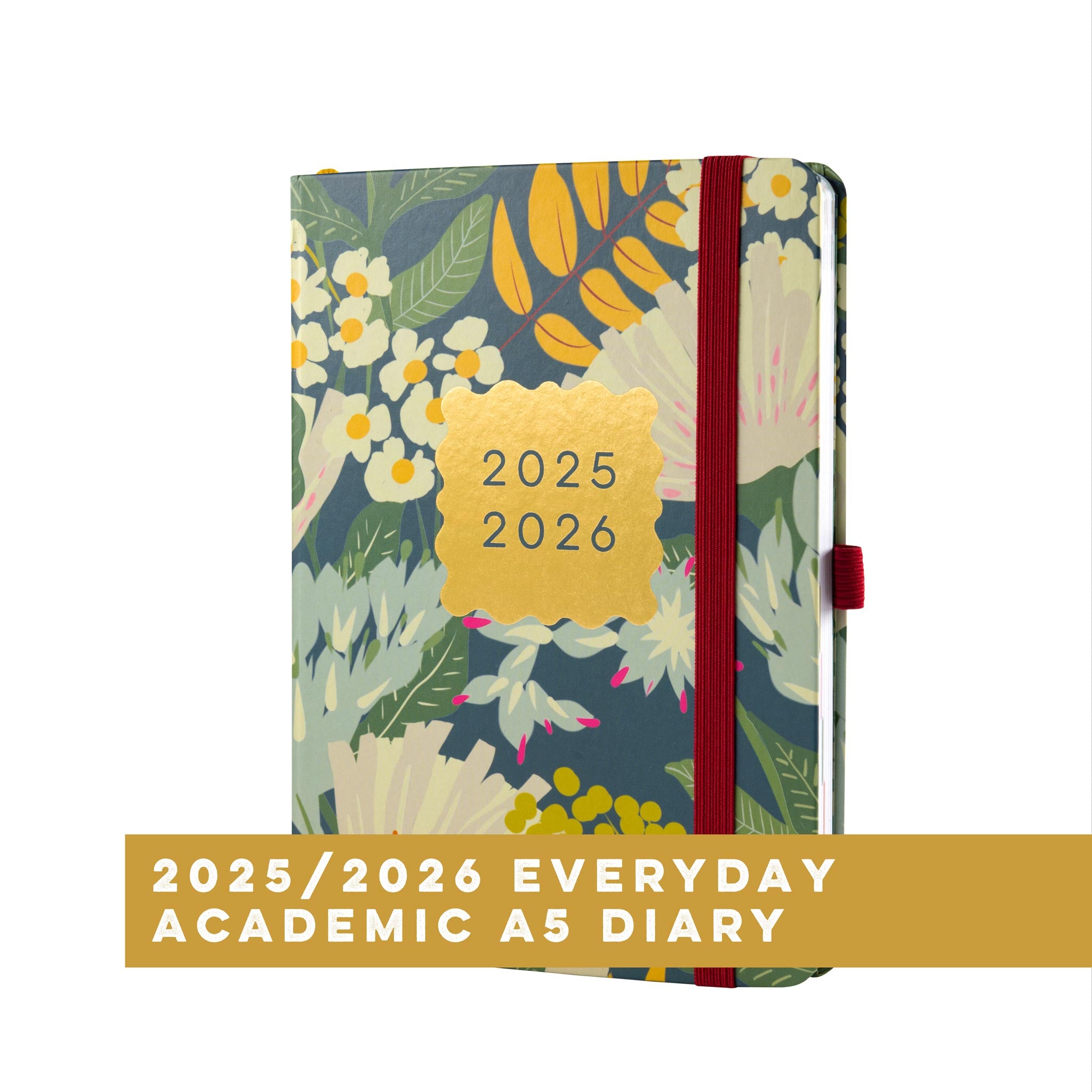 Boxclever Press Everyday A5 Academic Diary 2025 2026 with a blue floral design.