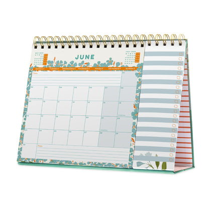 Desk calendar showing the month of June, with shaded weekends and to do list flip pad on the right.