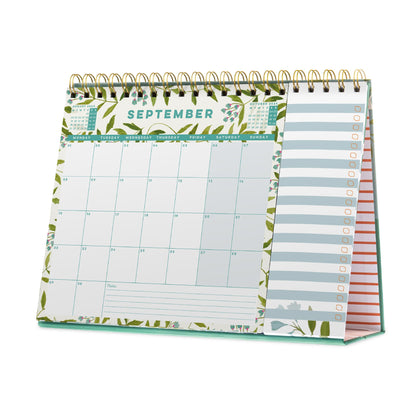 Desk calendar showing the month of September, with shaded weekends and to do list flip pad on the right.