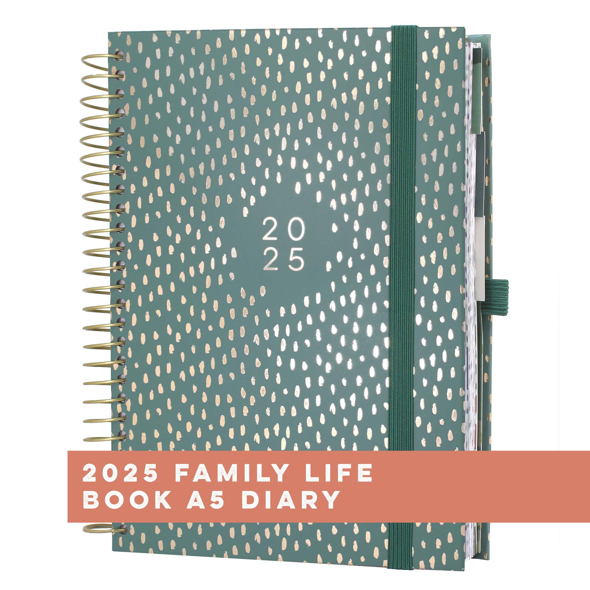 Boxclever Press Family Life Book. A5 Week to View Diary in a Green Cover. 