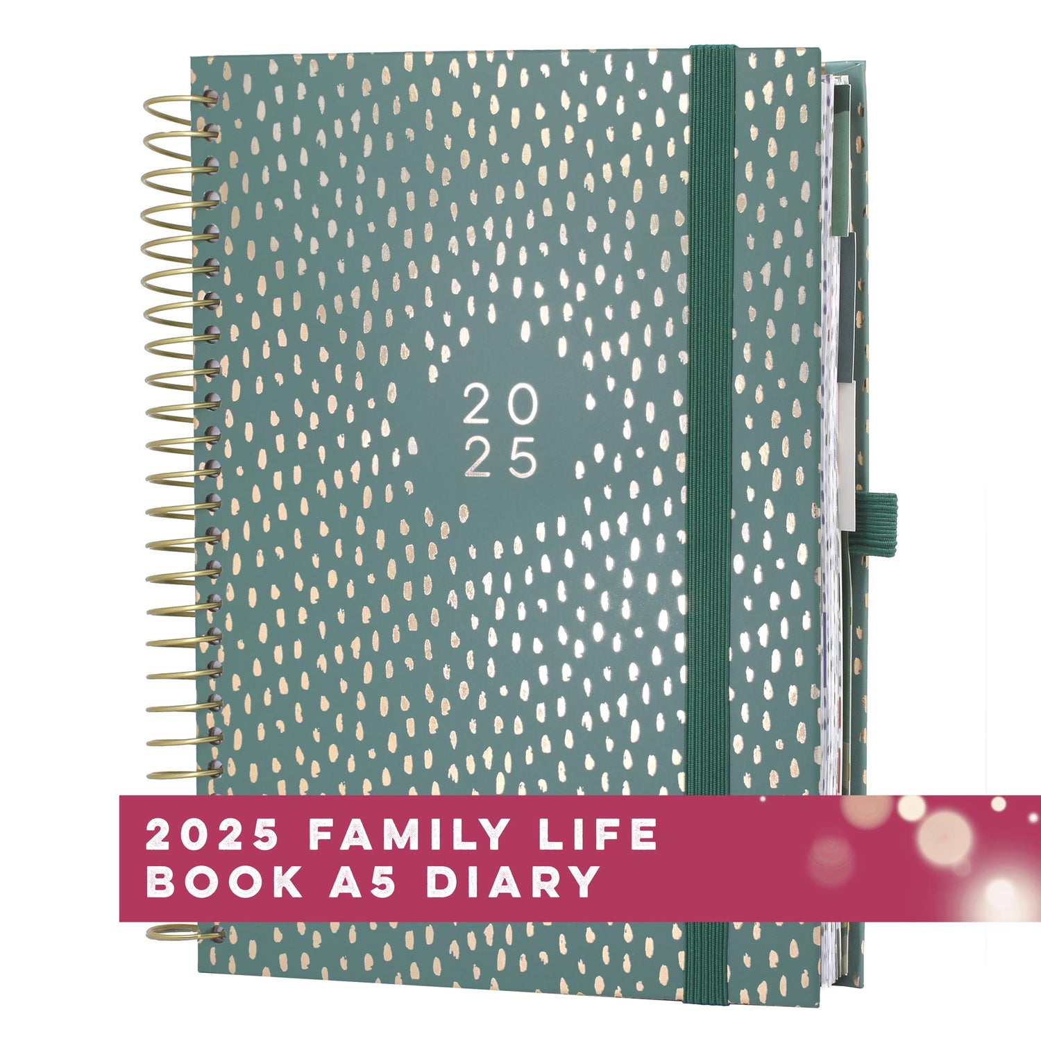 Boxclever Press Family Life Book. A5 Week to View Diary in a Green Cover. 