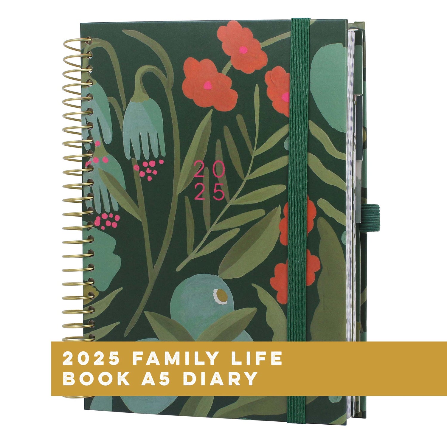 Boxclever Press Family Life Book. A5 Week to View Diary in a Green Cover. 