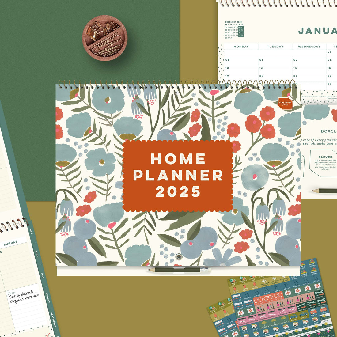 Wall calendar 2025 with a flower pattern on it