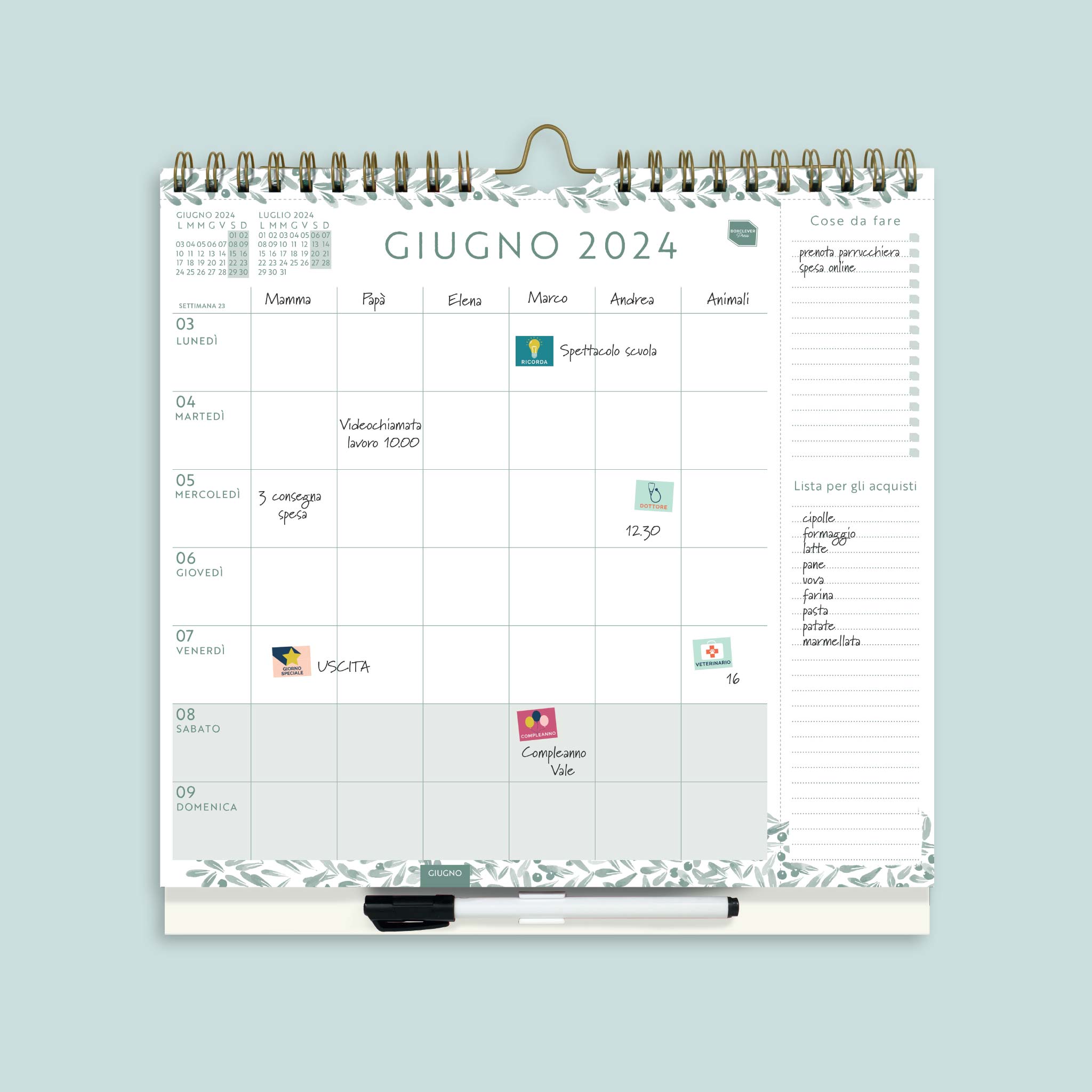 L'Organizza Famiglia  Italian Academic Weekly Calendar 2024 - Boxclever  Press