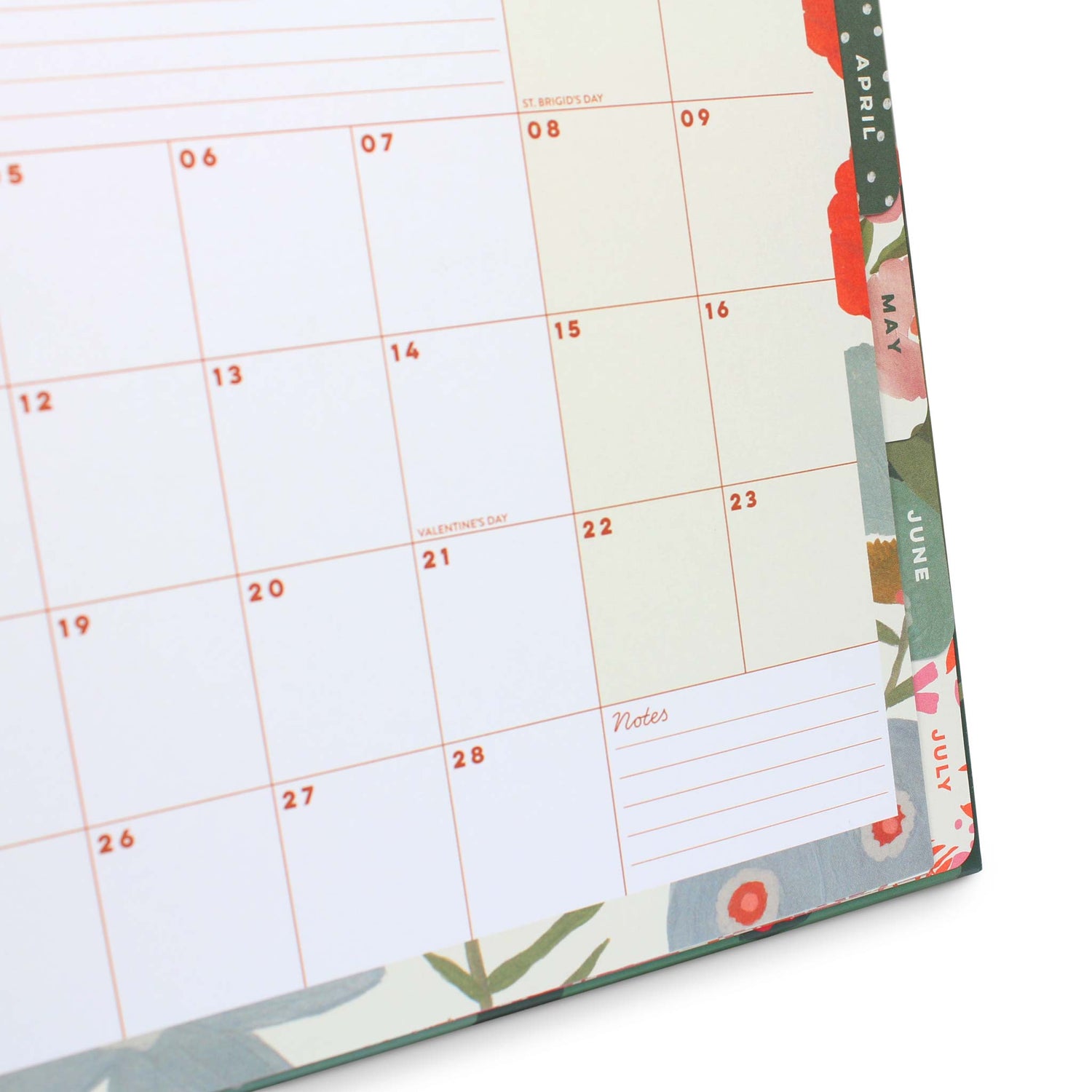 Flip desk calendar with monthly tabs