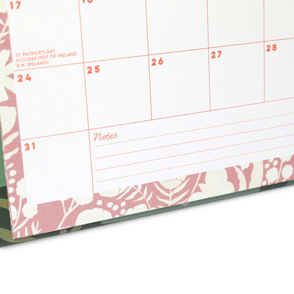 Desk calendar with note space